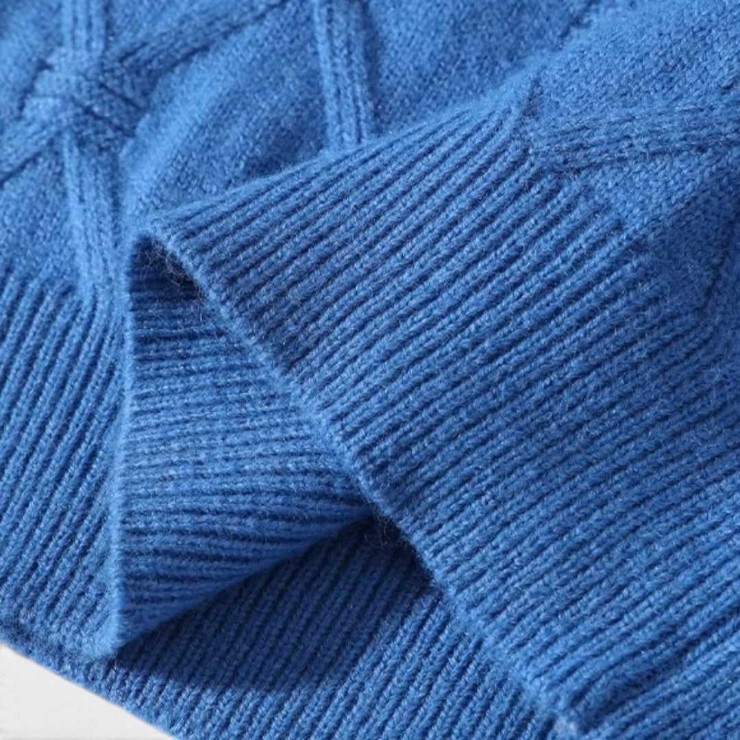 Men's Thick Knit Mock-Neck Jumper Warm Winter Casual Knitwear
