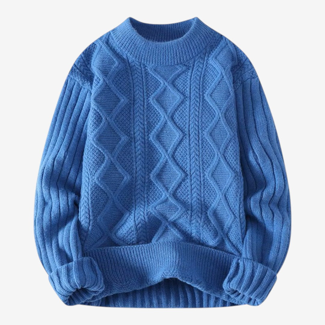 Men's Thick Knit Mock-Neck Jumper Warm Winter Casual Knitwear