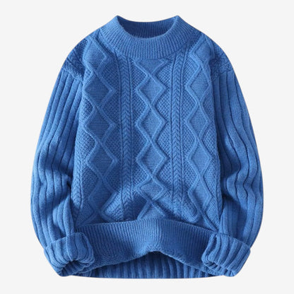 Men's Thick Knit Mock-Neck Jumper Warm Winter Casual Knitwear