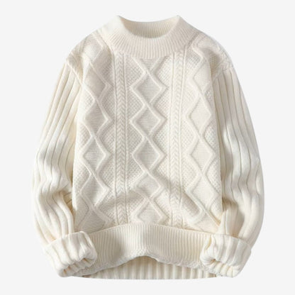 Men's Thick Knit Mock-Neck Jumper Warm Winter Casual Knitwear