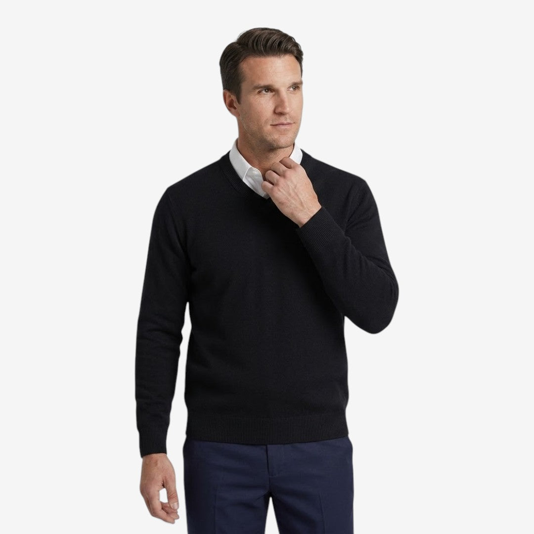Men's Thick V-Neck Knit Jumper Warm Casual Layered Winter Essential