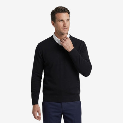 Men's Thick V-Neck Knit Jumper Warm Casual Layered Winter Essential