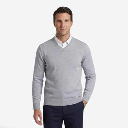 Men's Thick V-Neck Knit Jumper Warm Casual Layered Winter Essential