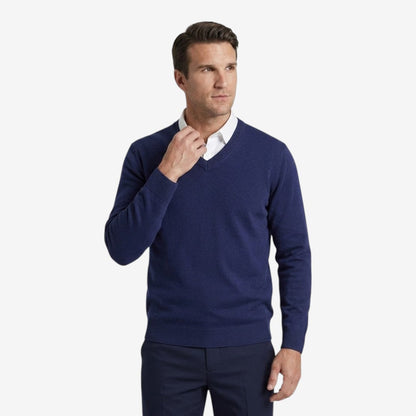 Men's Thick V-Neck Knit Jumper Warm Casual Layered Winter Essential