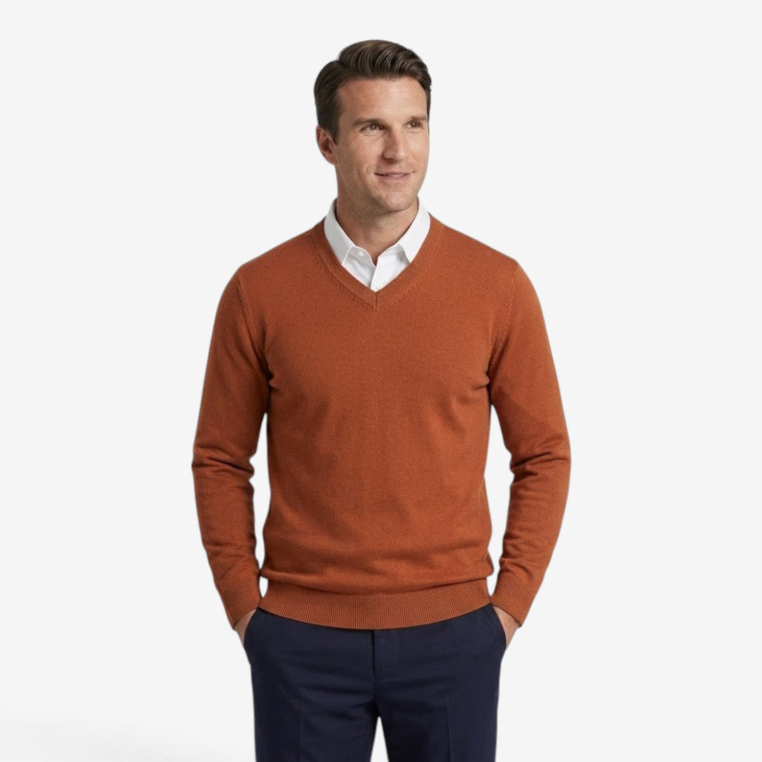 Men's Thick V-Neck Knit Jumper Warm Casual Layered Winter Essential