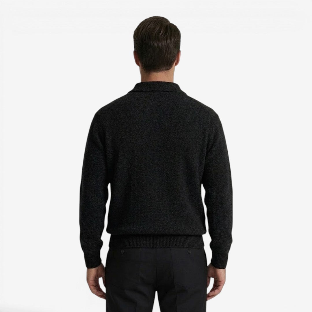 Men's Thick Knit Jumper Polo Collar Long Sleeve Casual Winter Wear