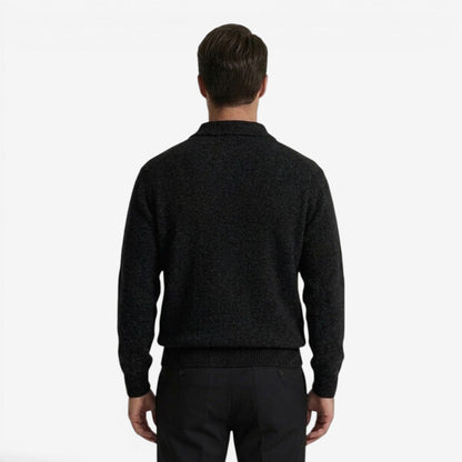 Men's Thick Knit Jumper Polo Collar Long Sleeve Casual Winter Wear