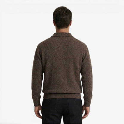 Men's Thick Knit Jumper Polo Collar Long Sleeve Casual Winter Wear