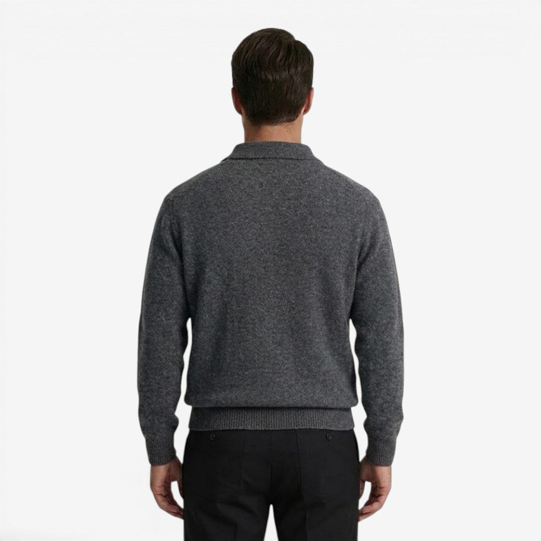 Men's Thick Knit Jumper Polo Collar Long Sleeve Casual Winter Wear