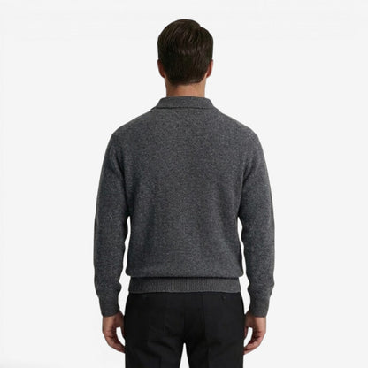 Men's Thick Knit Jumper Polo Collar Long Sleeve Casual Winter Wear