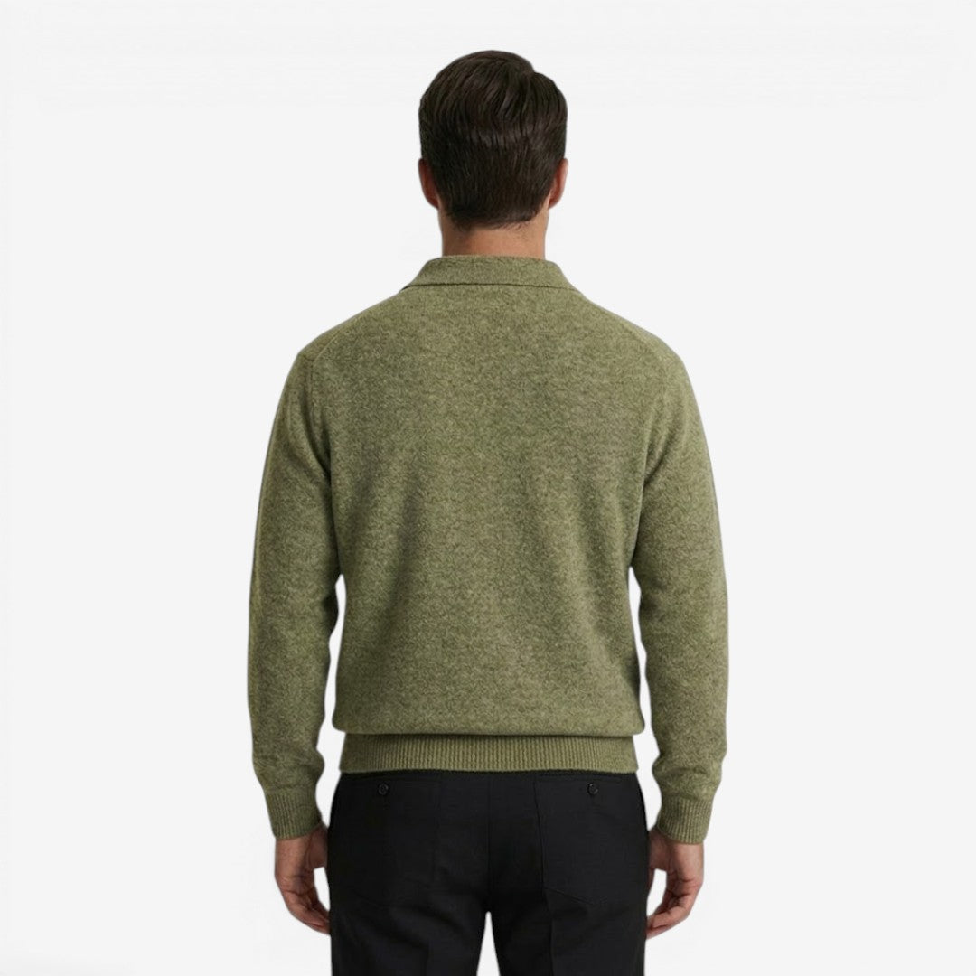 Men's Thick Knit Jumper Polo Collar Long Sleeve Casual Winter Wear