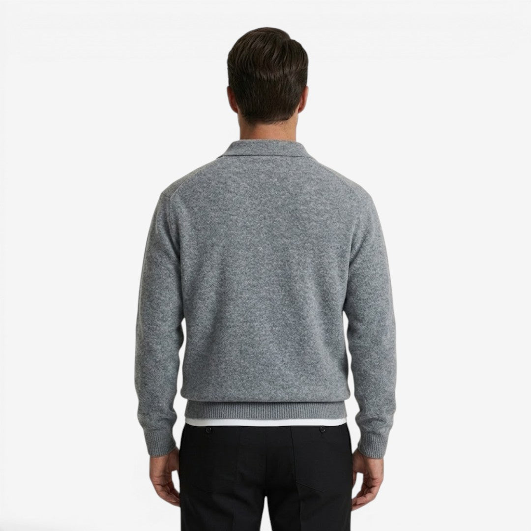 Men's Thick Knit Jumper Polo Collar Long Sleeve Casual Winter Wear