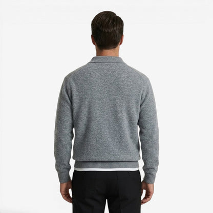 Men's Thick Knit Jumper Polo Collar Long Sleeve Casual Winter Wear