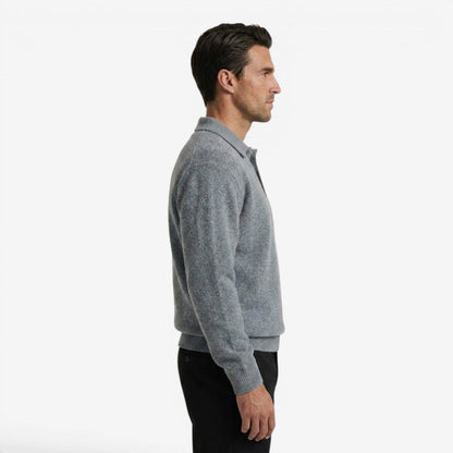 Men's Thick Knit Jumper Polo Collar Long Sleeve Casual Winter Wear