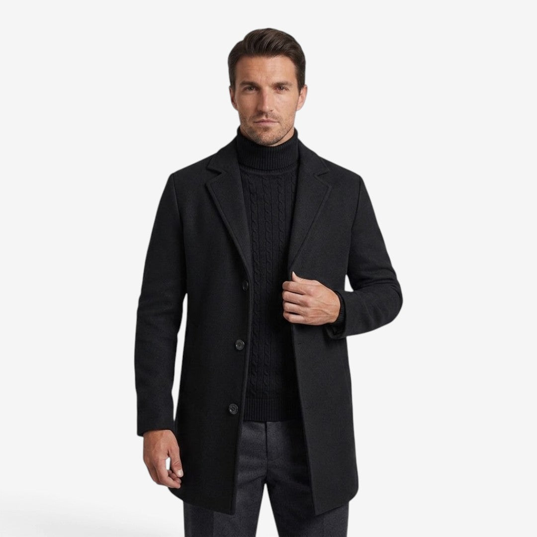 Men's Long Trench Coat Slim Fit Formal Overcoat Stylish Winter Outerwear
