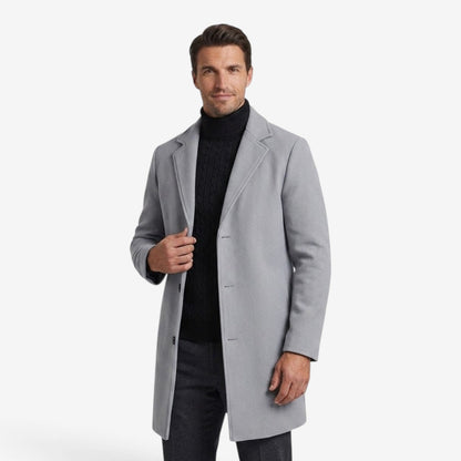 Men's Long Trench Coat Slim Fit Formal Overcoat Stylish Winter Outerwear