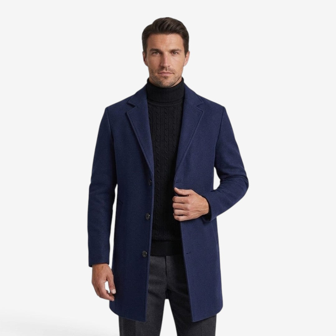 Men's Long Trench Coat Slim Fit Formal Overcoat Stylish Winter Outerwear