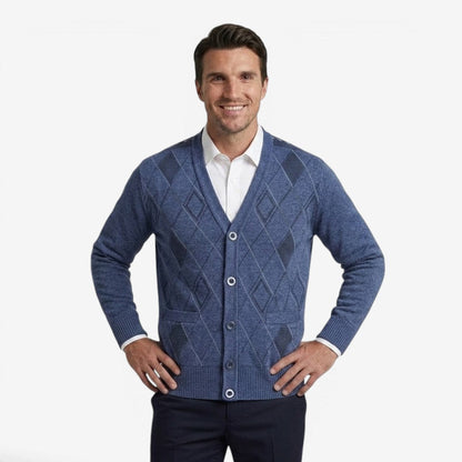 Men's V-Neck Knit Cardigan Relaxed Fit Long Sleeve Casual Everyday Wear