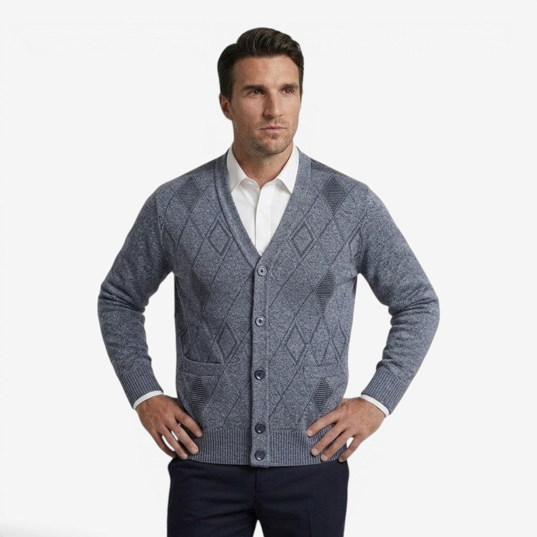 Men's V-Neck Knit Cardigan Relaxed Fit Long Sleeve Casual Everyday Wear