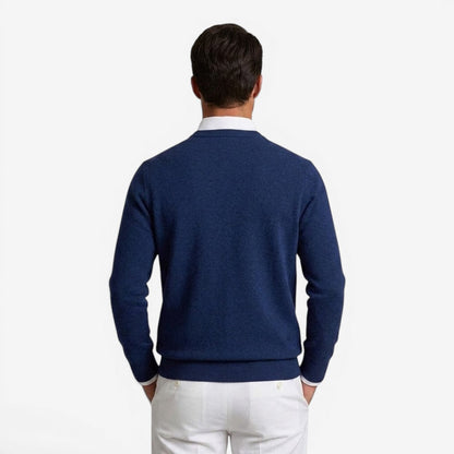 Men's V-Neck Knit Jumper Slim Fit Long Sleeve Smart Casual Everyday Wear