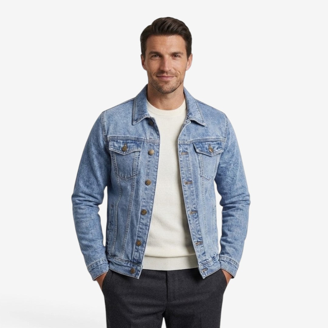 Men's Vintage Slim Fit Denim Jacket Classic Lapel Casual Everyday Wear