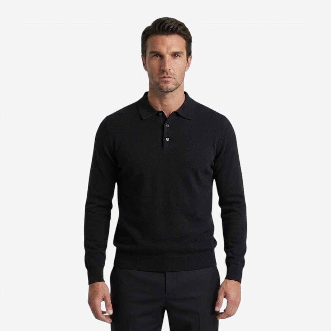 Men's Warm Knit Jumper Long Sleeve Collared Button-Up Stylish Casual
