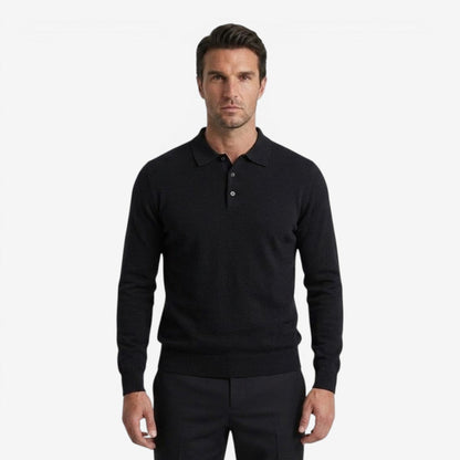 Men's Warm Knit Jumper Long Sleeve Collared Button-Up Stylish Casual