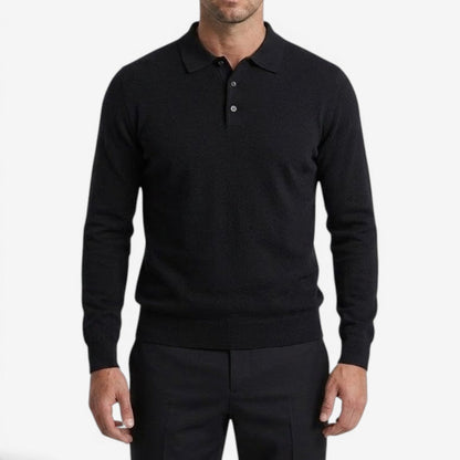 Men's Warm Knit Jumper Long Sleeve Collared Button-Up Stylish Casual