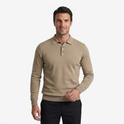 Men's Warm Knit Jumper Long Sleeve Collared Button-Up Stylish Casual