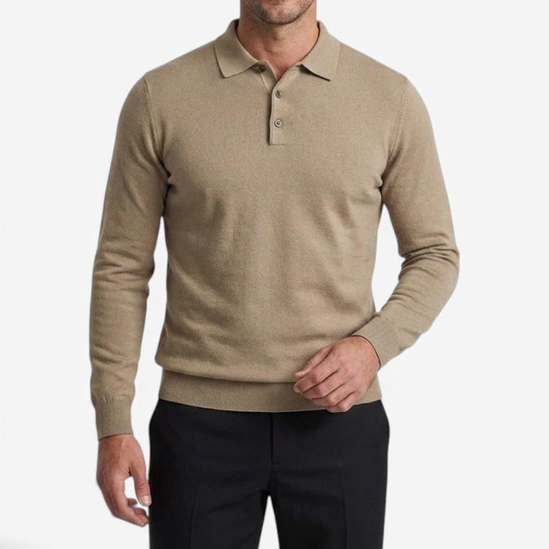 Men's Warm Knit Jumper Long Sleeve Collared Button-Up Stylish Casual