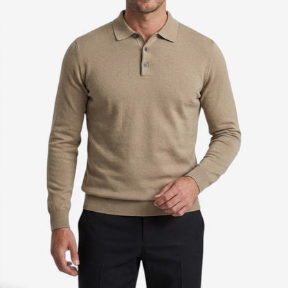 Men's Warm Knit Jumper Long Sleeve Collared Button-Up Stylish Casual