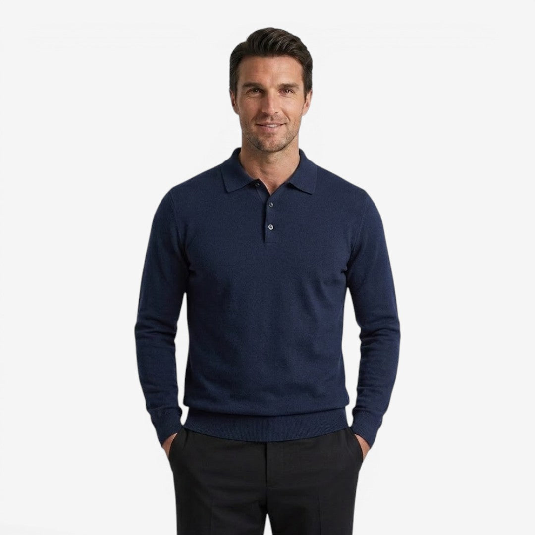 Men's Warm Knit Jumper Long Sleeve Collared Button-Up Stylish Casual