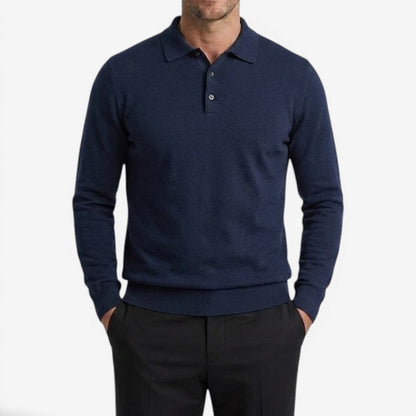 Men's Warm Knit Jumper Long Sleeve Collared Button-Up Stylish Casual
