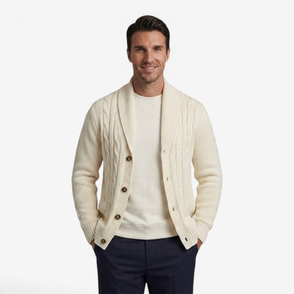 Men's Cable Knit Cardigan Long Sleeve Open Front Cozy Autumn Winter