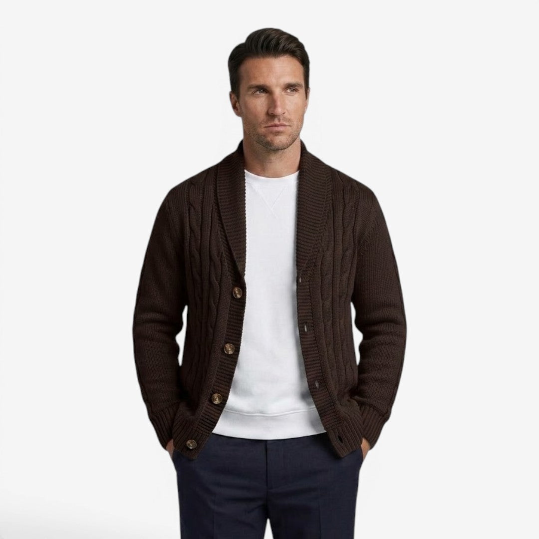 Men's Cable Knit Cardigan Long Sleeve Open Front Cozy Autumn Winter