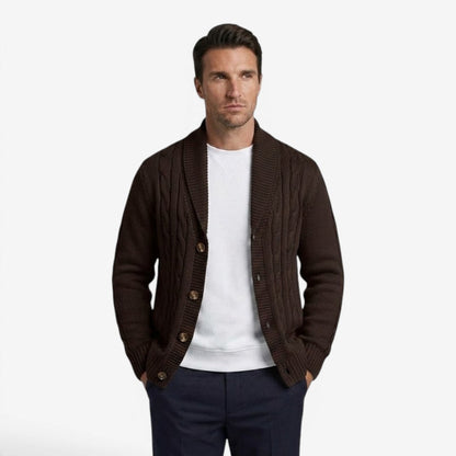 Men's Cable Knit Cardigan Long Sleeve Open Front Cozy Autumn Winter