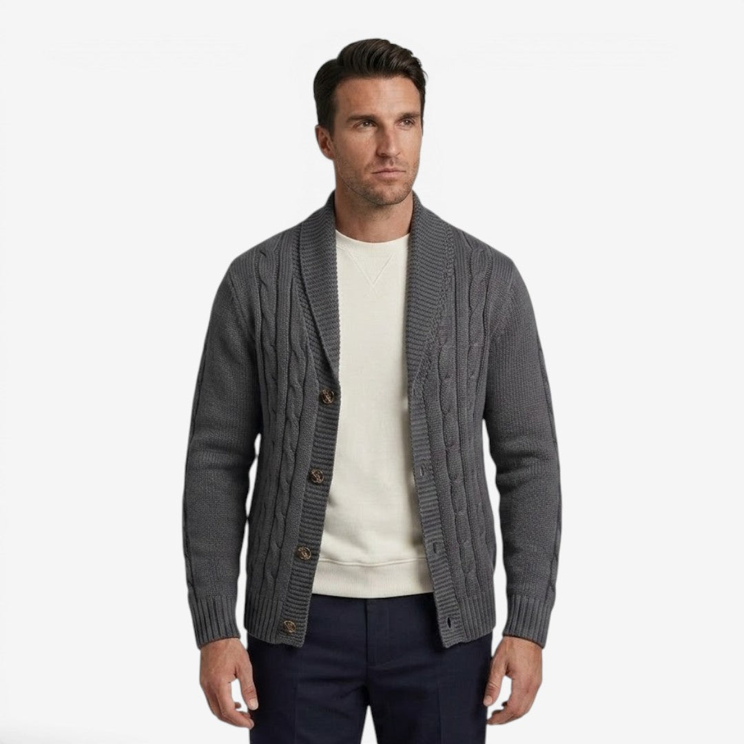 Men's Cable Knit Cardigan Long Sleeve Open Front Cozy Autumn Winter