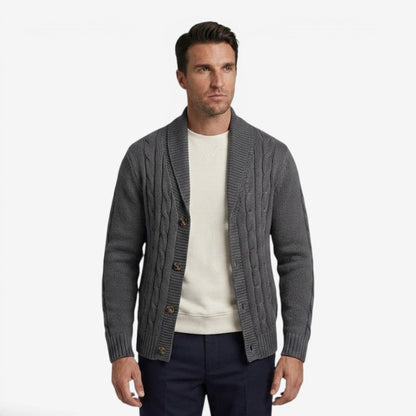 Men's Cable Knit Cardigan Long Sleeve Open Front Cozy Autumn Winter