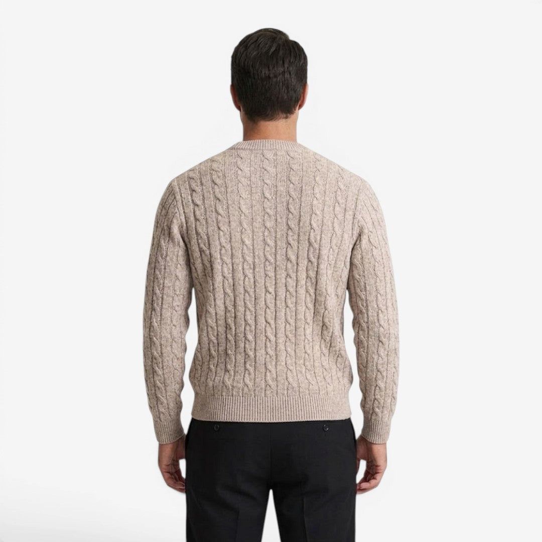 Men's Warm Cable Knit Jumper Crew-Neck Long Sleeve Casual Everyday Wear