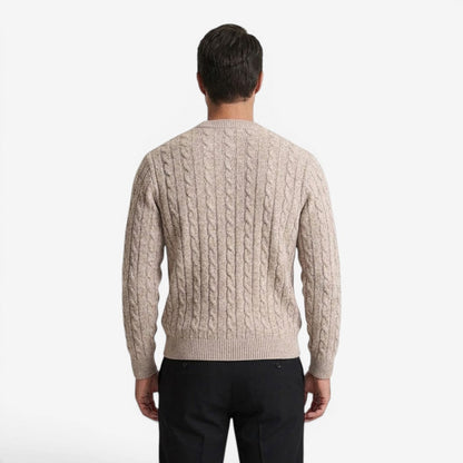 Men's Warm Cable Knit Jumper Crew-Neck Long Sleeve Casual Everyday Wear