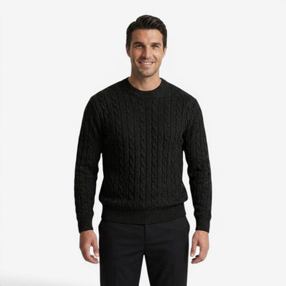Men's Warm Cable Knit Jumper Crew-Neck Long Sleeve Casual Everyday Wear