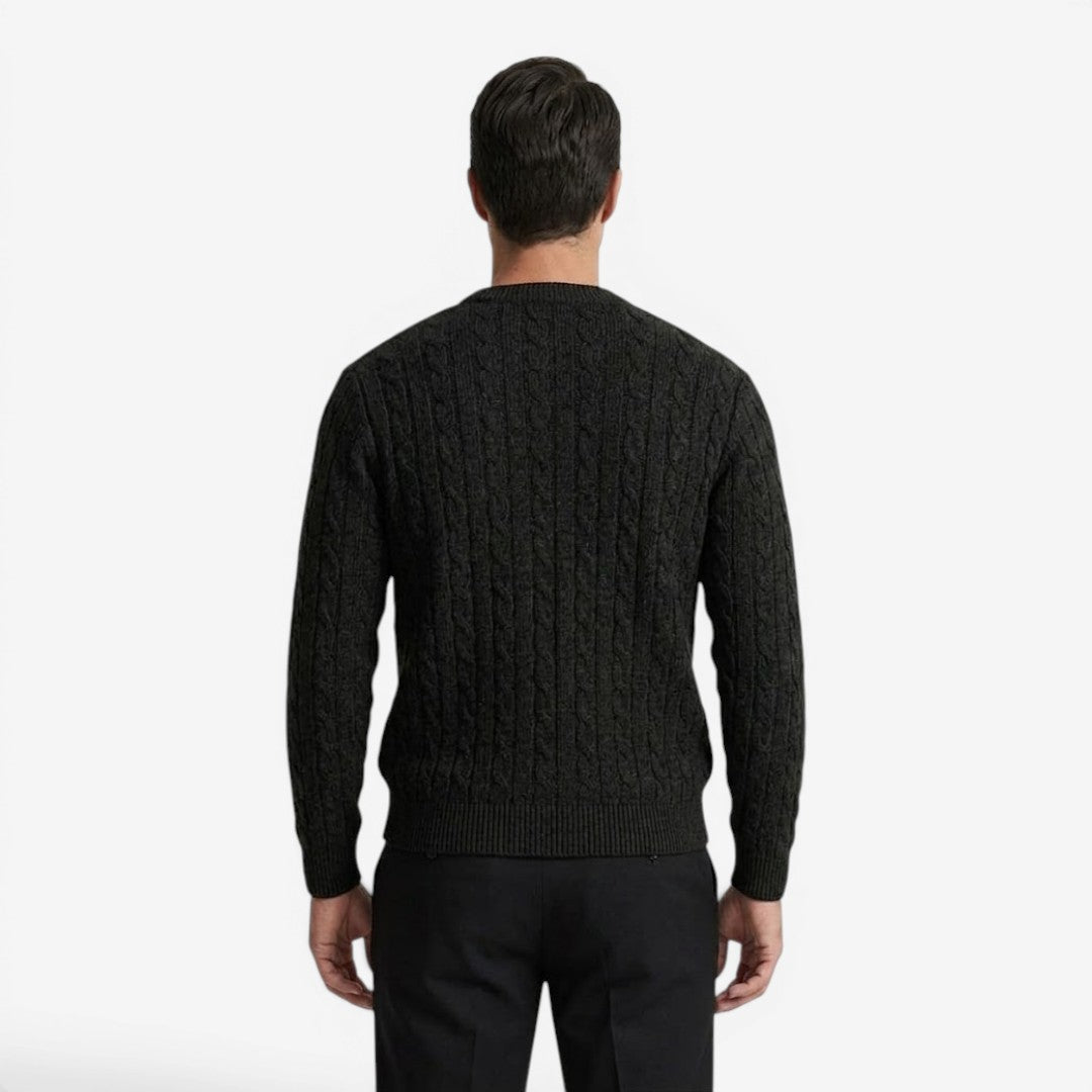 Men's Warm Cable Knit Jumper Crew-Neck Long Sleeve Casual Everyday Wear