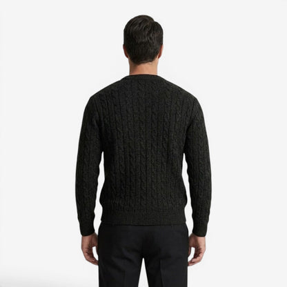Men's Warm Cable Knit Jumper Crew-Neck Long Sleeve Casual Everyday Wear