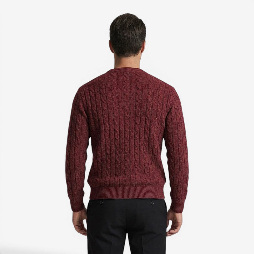 Men's Warm Cable Knit Jumper Crew-Neck Long Sleeve Casual Everyday Wear