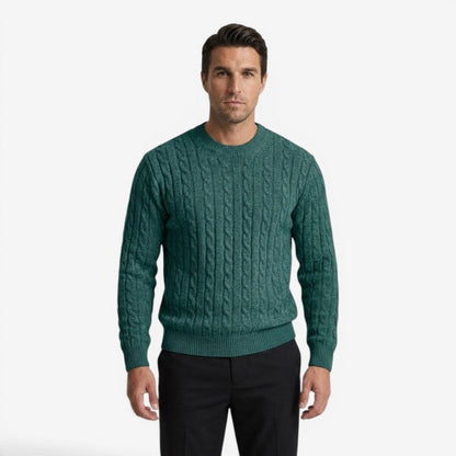 Men's Warm Cable Knit Jumper Crew-Neck Long Sleeve Casual Everyday Wear