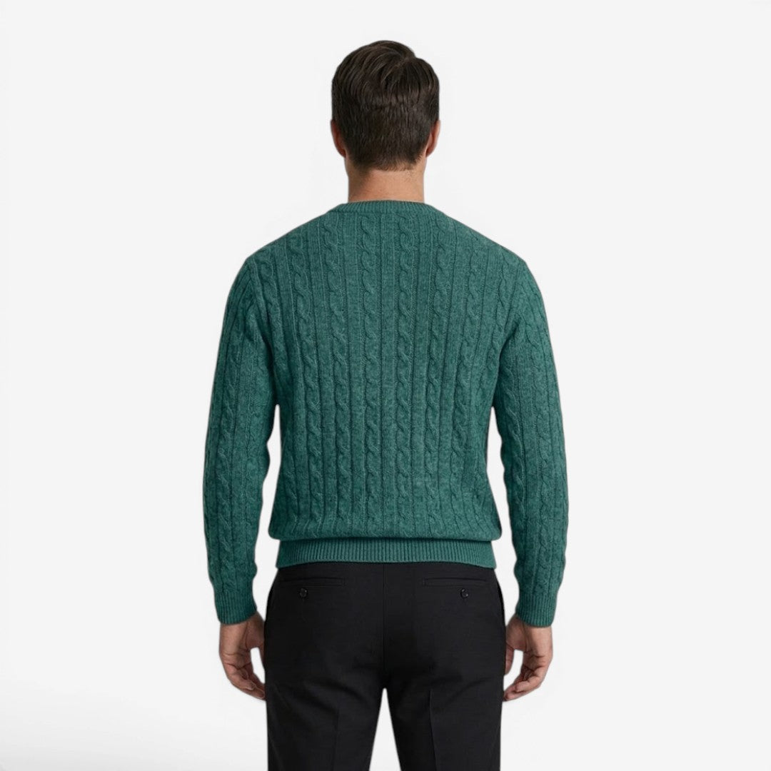 Men's Warm Cable Knit Jumper Crew-Neck Long Sleeve Casual Everyday Wear