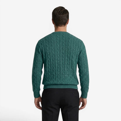 Men's Warm Cable Knit Jumper Crew-Neck Long Sleeve Casual Everyday Wear