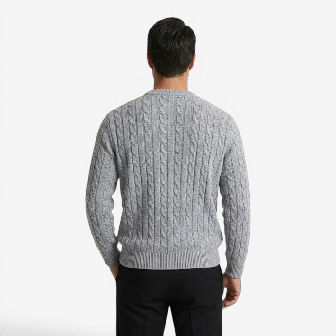 Men's Warm Cable Knit Jumper Crew-Neck Long Sleeve Casual Everyday Wear