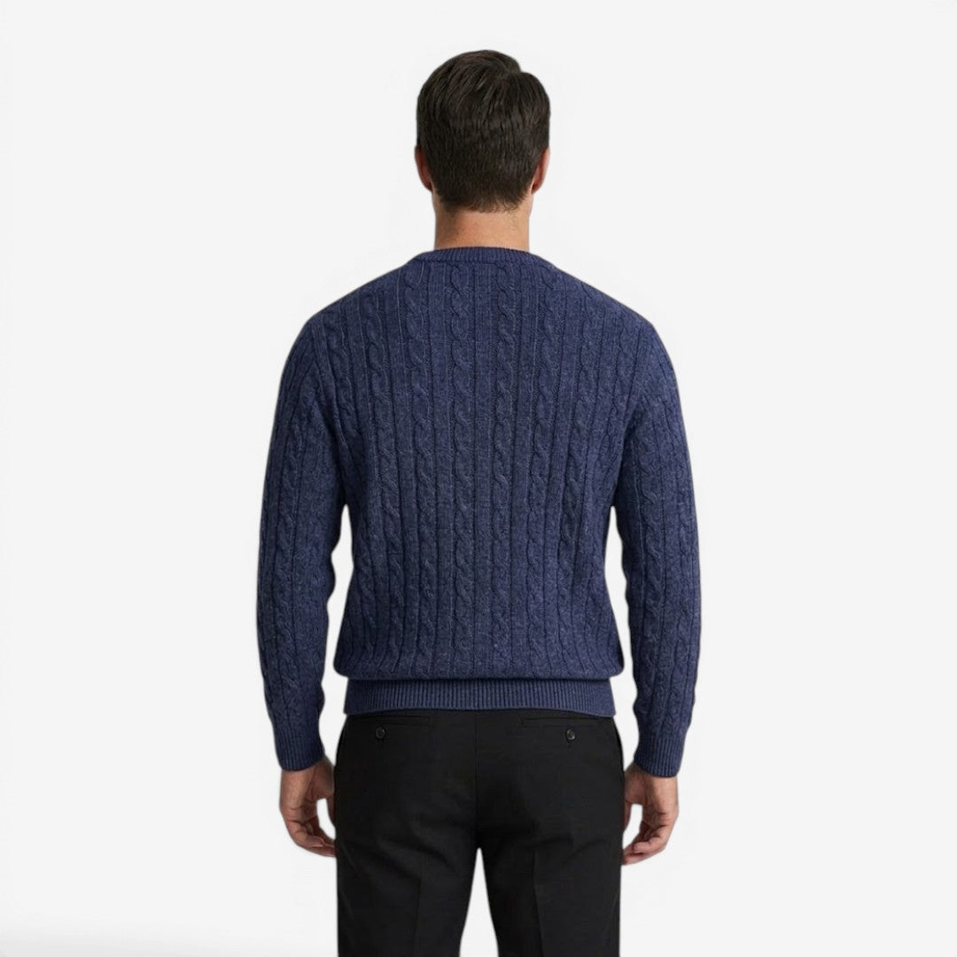 Men's Warm Cable Knit Jumper Crew-Neck Long Sleeve Casual Everyday Wear