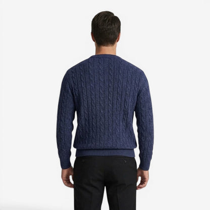 Men's Warm Cable Knit Jumper Crew-Neck Long Sleeve Casual Everyday Wear